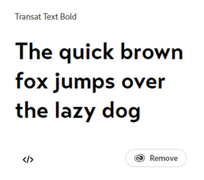 Screenshot of Adobe fonts Transat Text bold