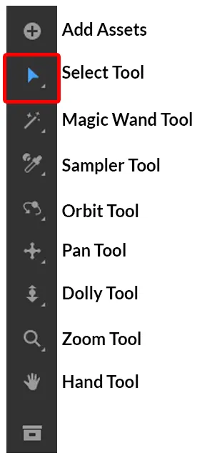 Adobe Dimension's tool bar